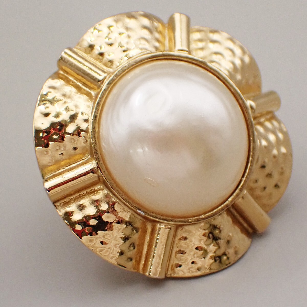 Chanel Vintage Clip-On Metal with Faux Pearl