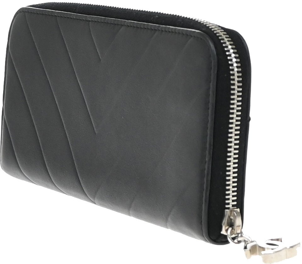 Chanel CC Charm Zip Around Quilted Lambskin Long
