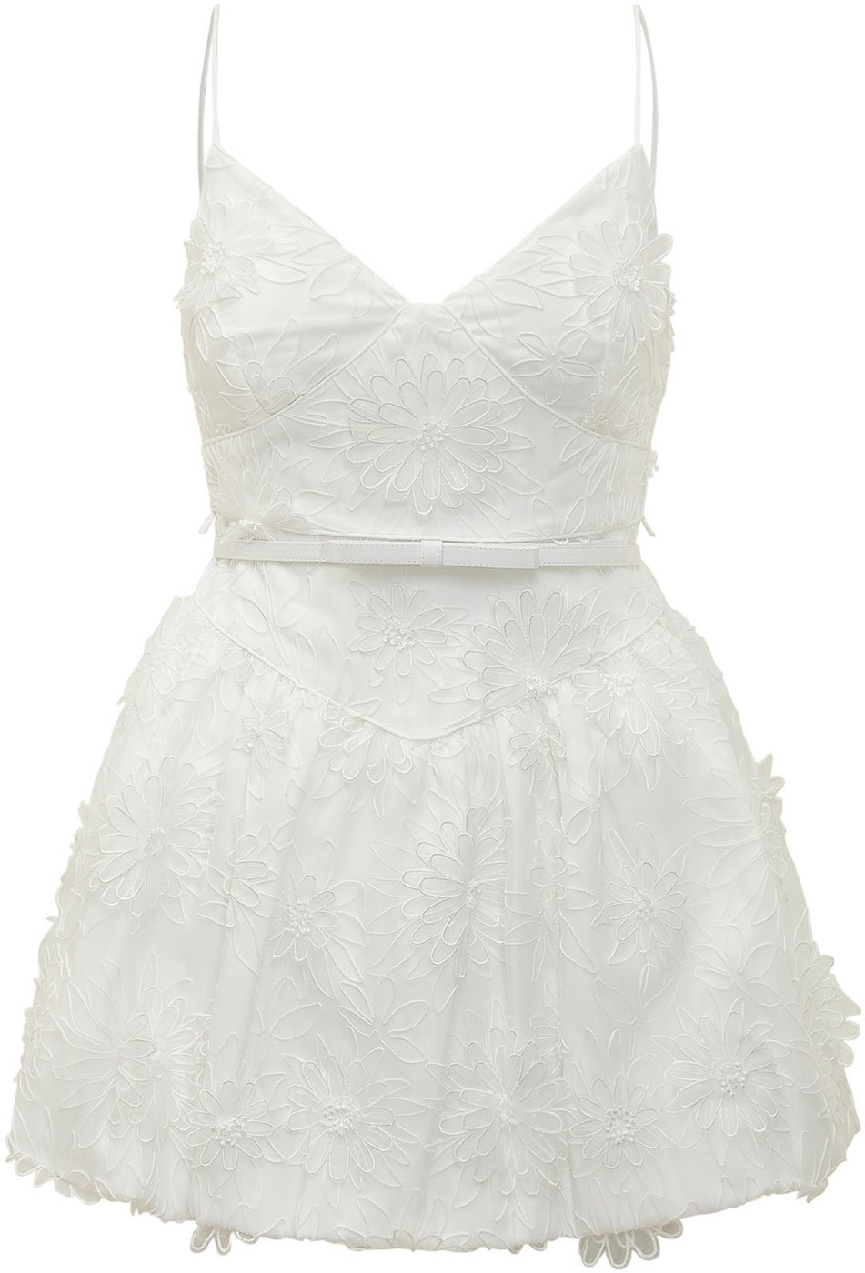 Mini Abito in Organza con Ricami Floreali