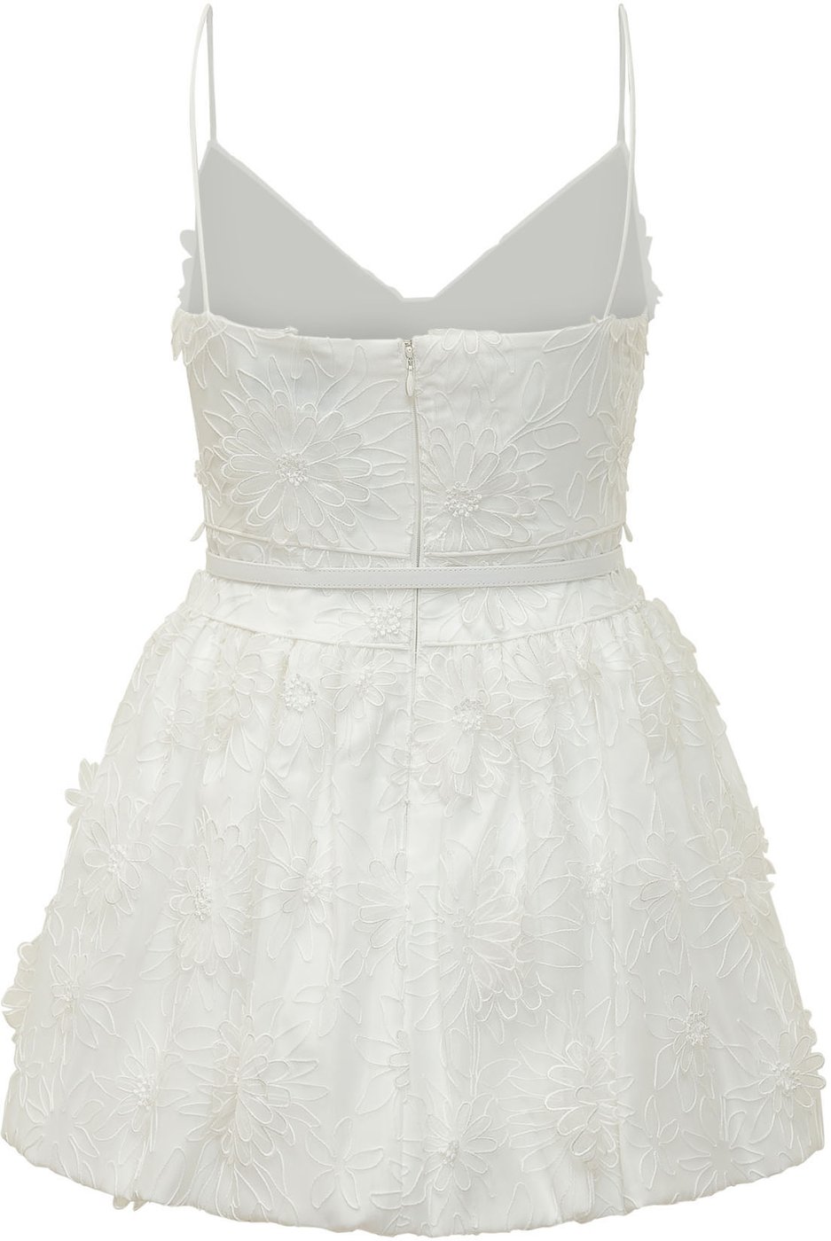 Mini Abito in Organza con Ricami Floreali