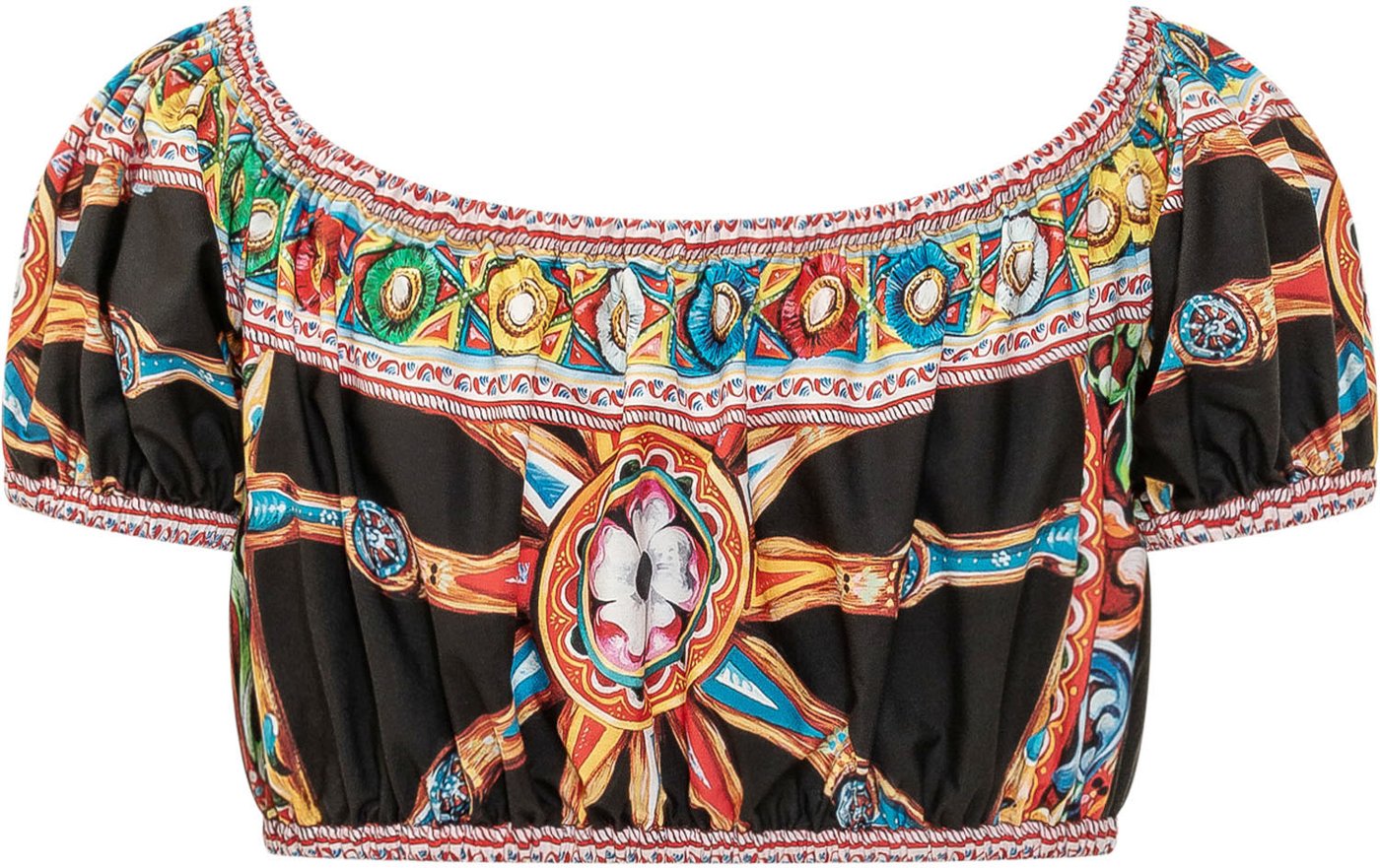 Top Cropped con Stampa Ornamentale