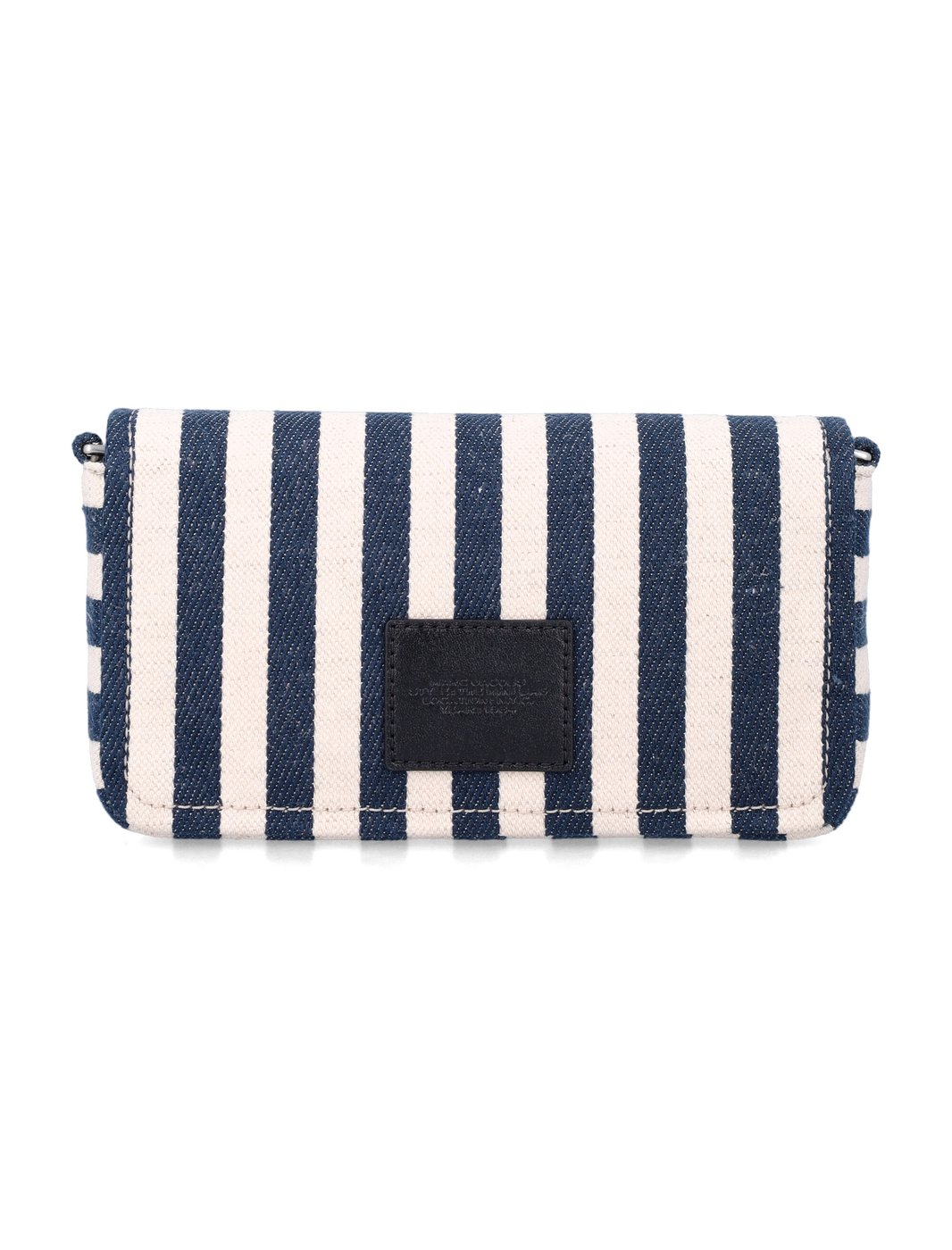 Rectangular Navy and Cream Striped Shoulder Bag with Adjustable Strap
