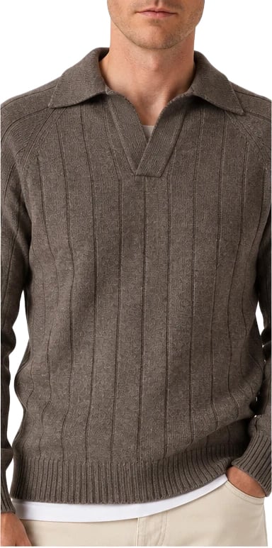 Bruine Wollen Knit Polo