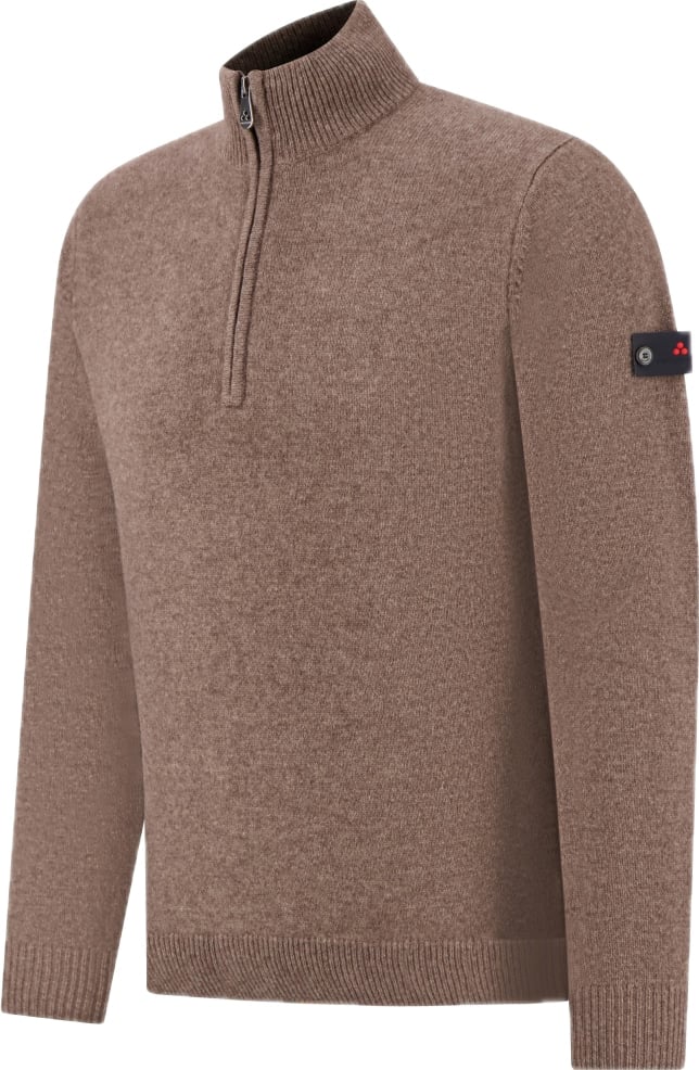 bruine wollen zip up