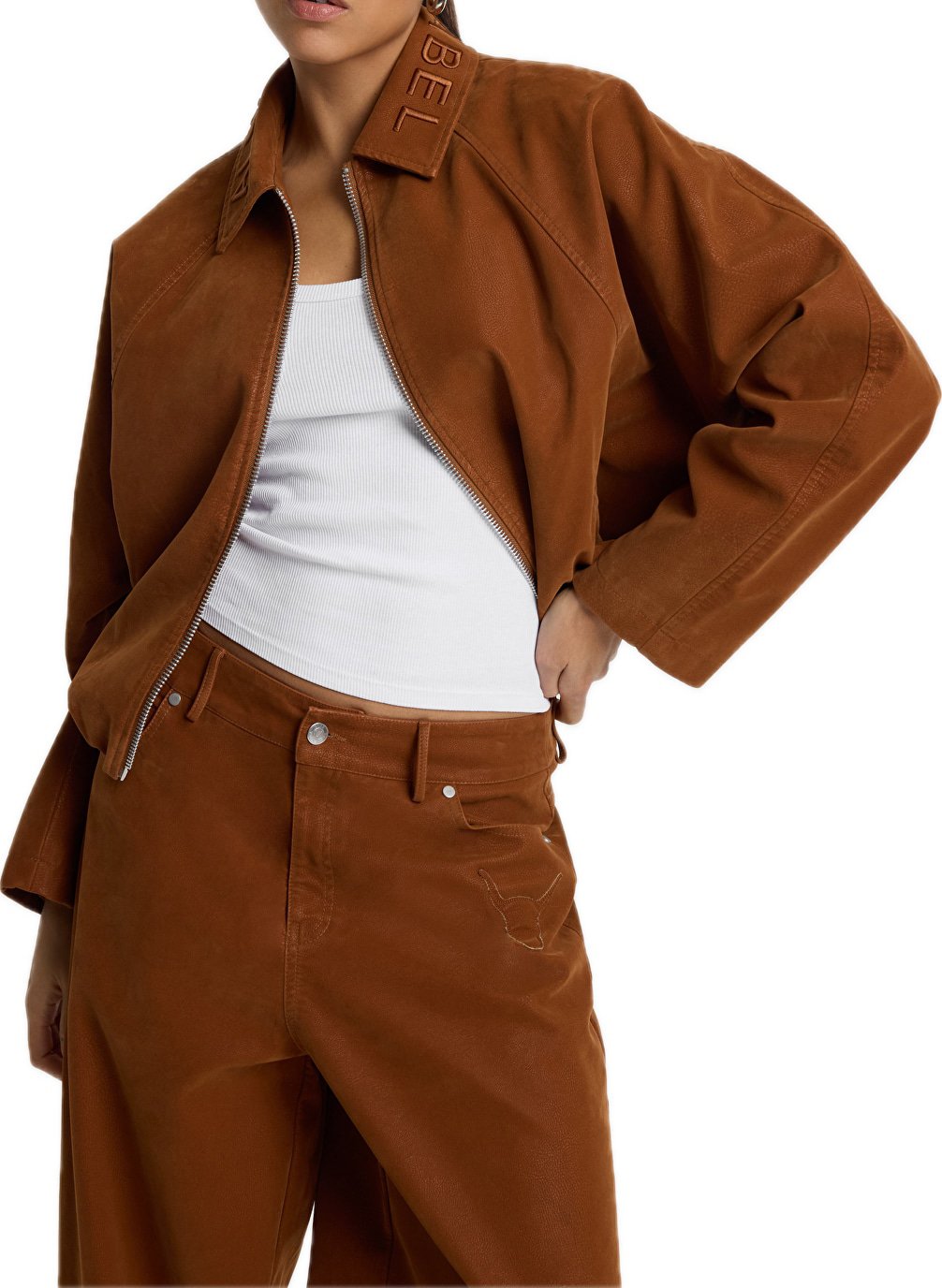 jacket bruin logo kraag
