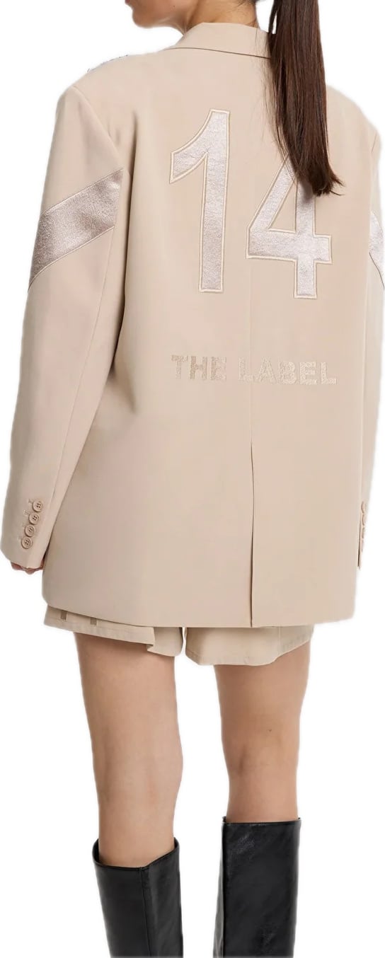 blazer beige logo schouder