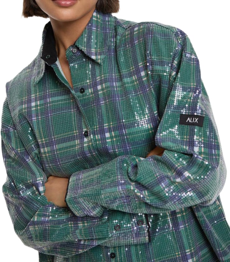 glitter blouse blauw groen