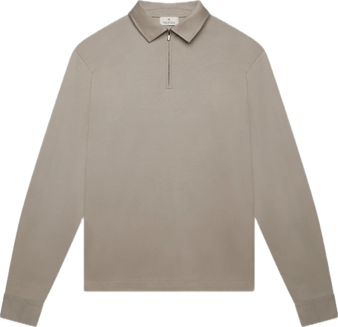 Supima Zip Collar ls lead grey