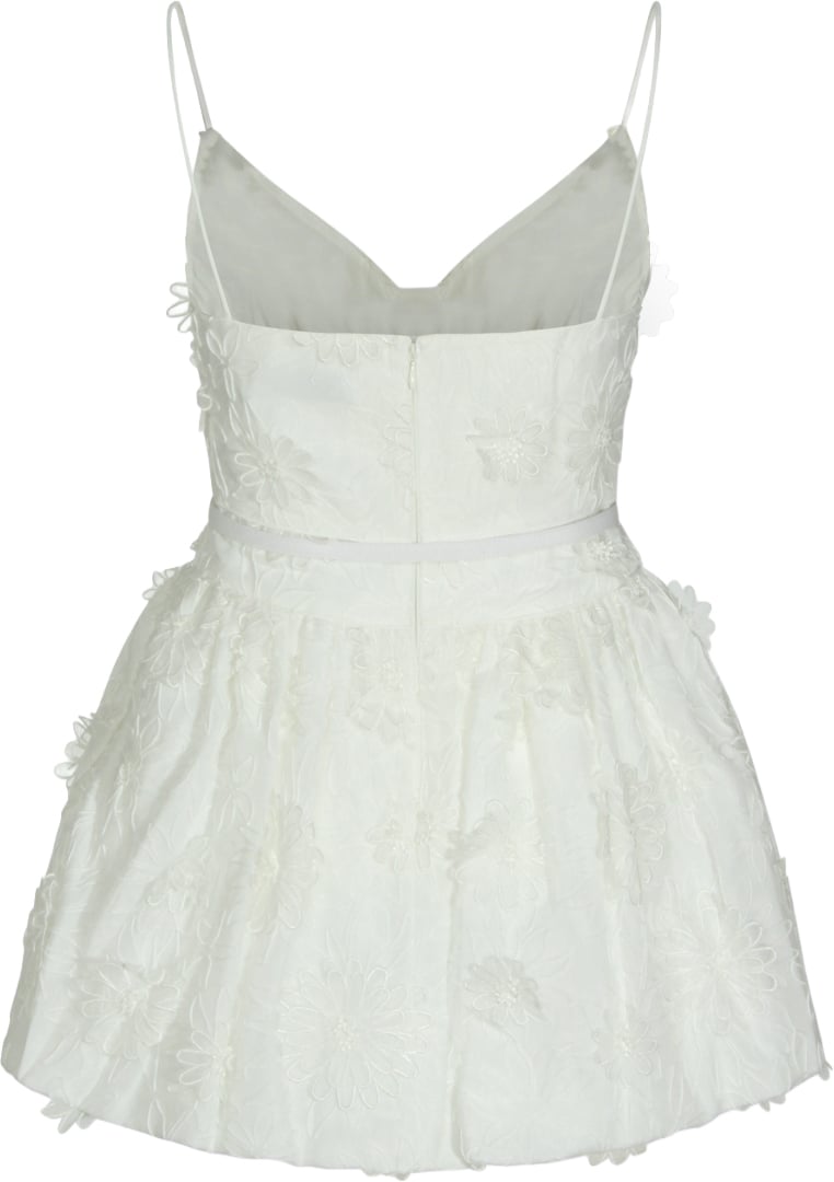 Mini Abito in Organza con Ricami Floreali