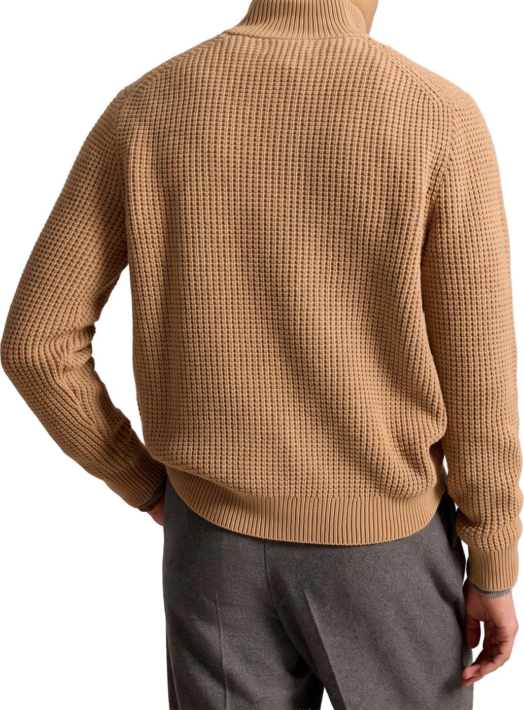 Wafelgebreide half zip trui