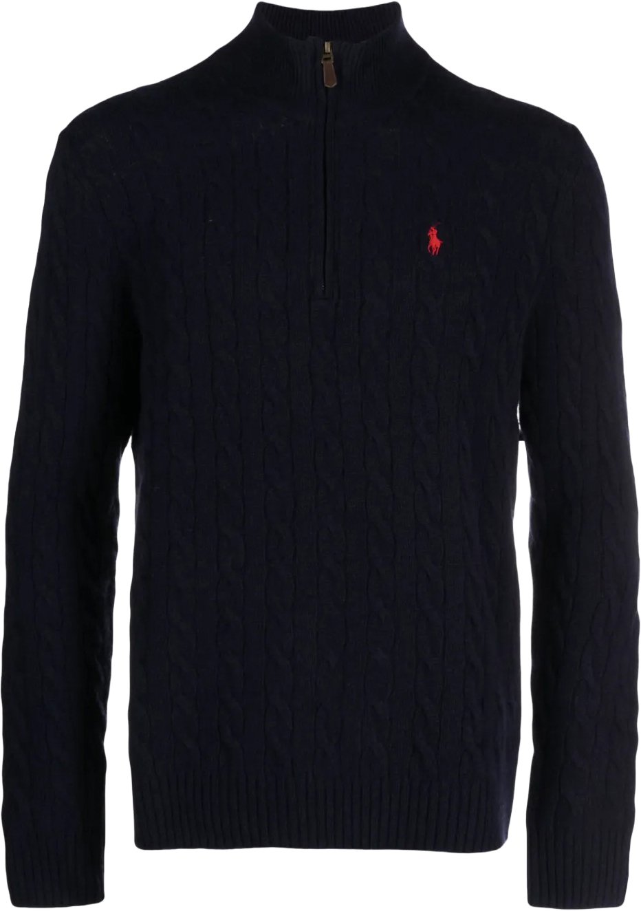 Kabelgebreide half zip trui