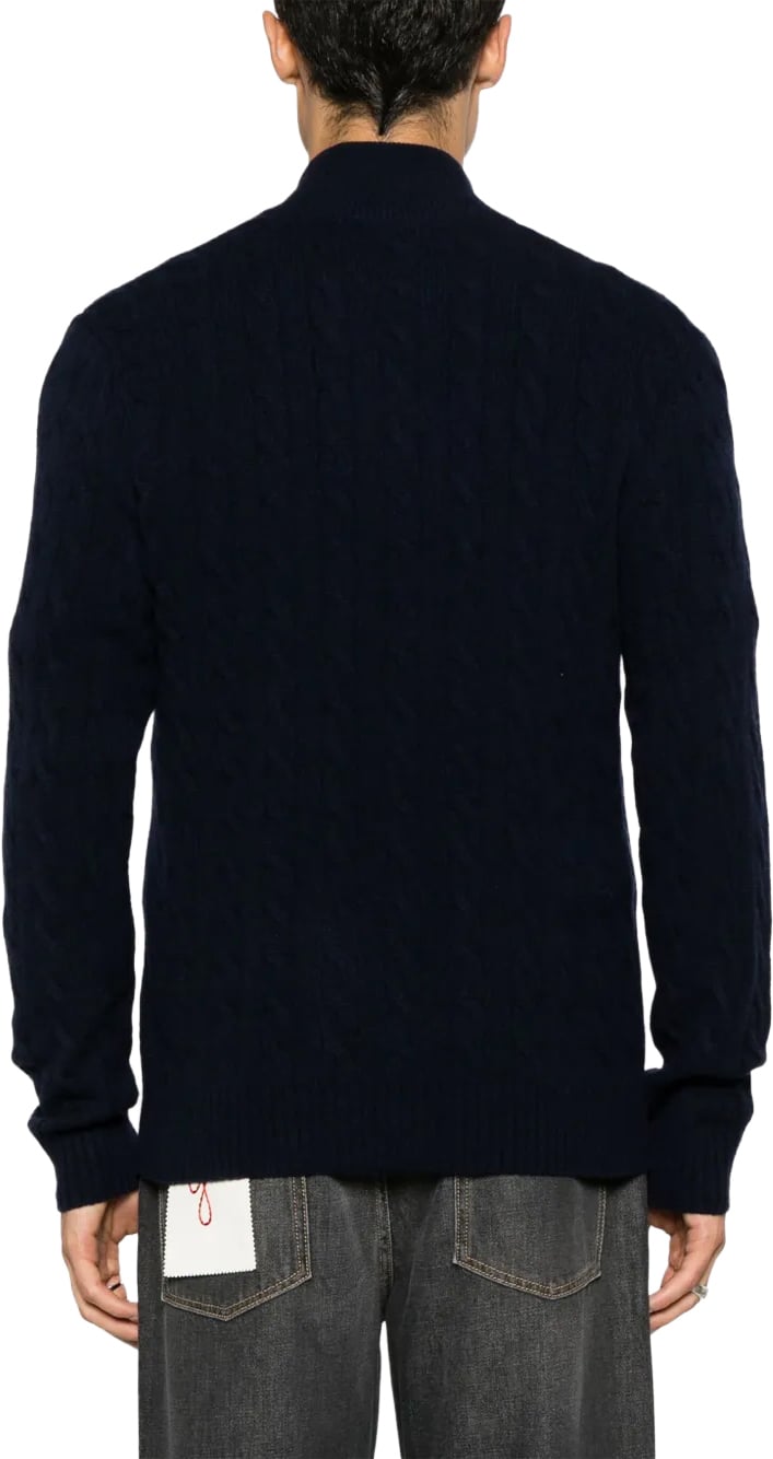 Kabelgebreide half zip trui