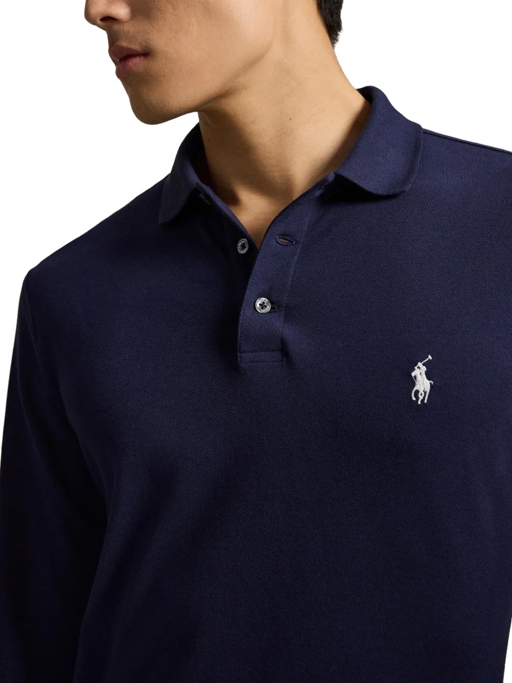 Slim fit lange mouwen polo