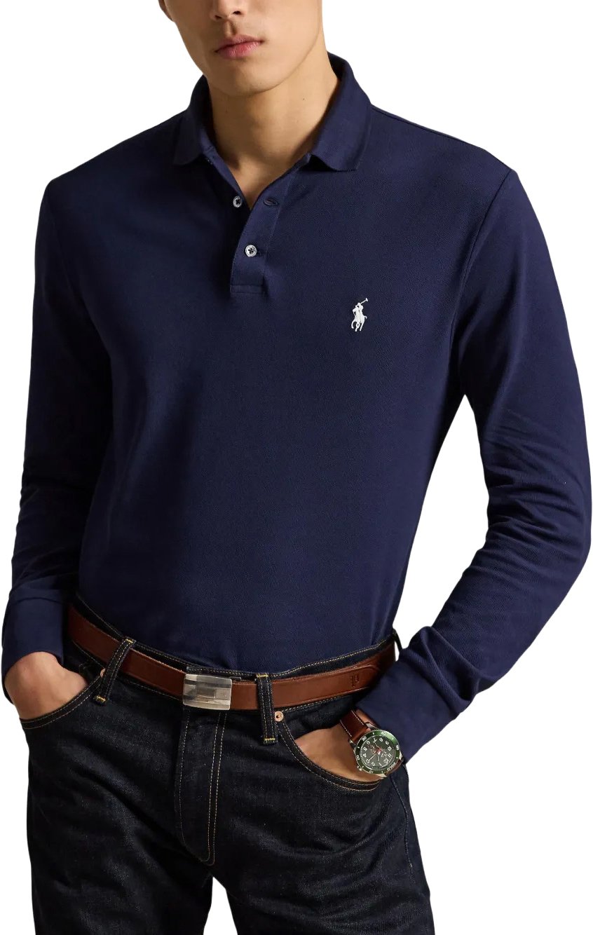 Slim fit lange mouwen polo