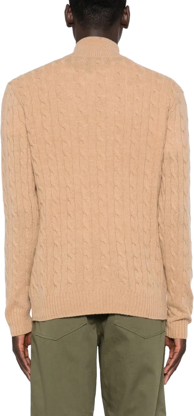 Kabelgebreide half zip trui