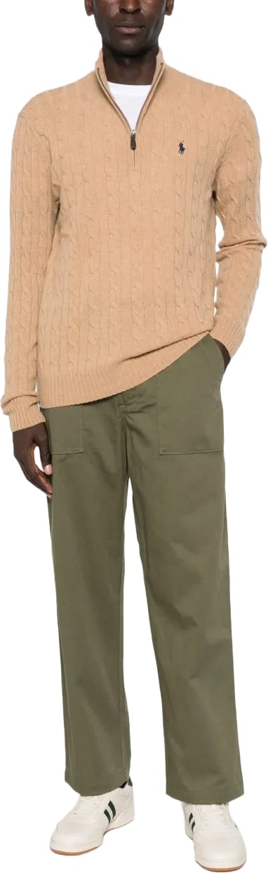 Kabelgebreide half zip trui