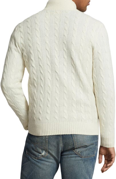 Kabelgebreide half zip trui