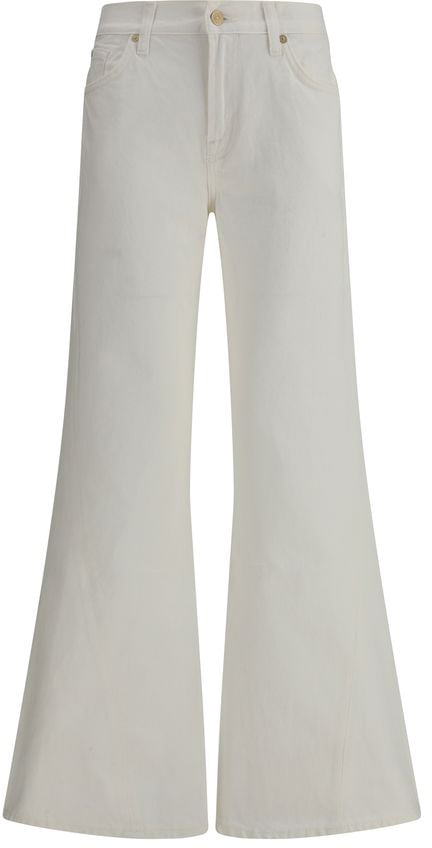 7FOR Beige Cotton Flared Jeans