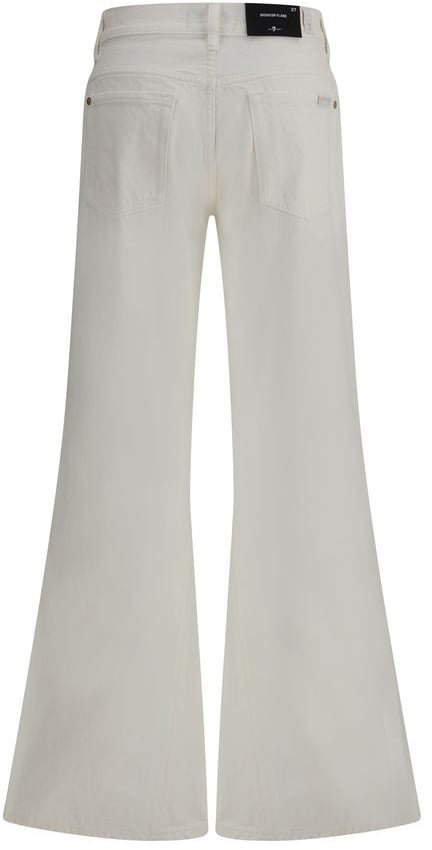 7FOR Beige Cotton Flared Jeans