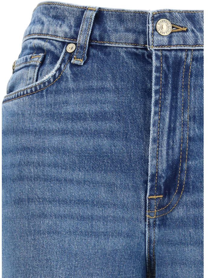 7FOR Blue Cotton Flared Jeans