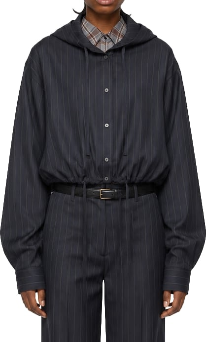 BUTTON-UP WOOL OVERSHIRT NAVY BLUE