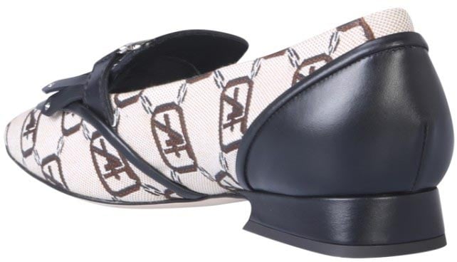 Logo-Patterned Moccasins With Fringed Strap