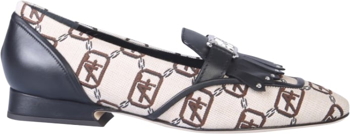 Logo-Patterned Moccasins With Fringed Strap