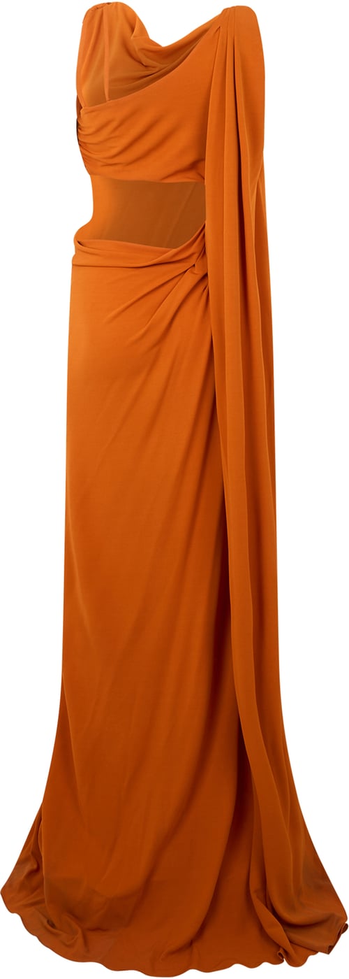 Elegant long orange dress