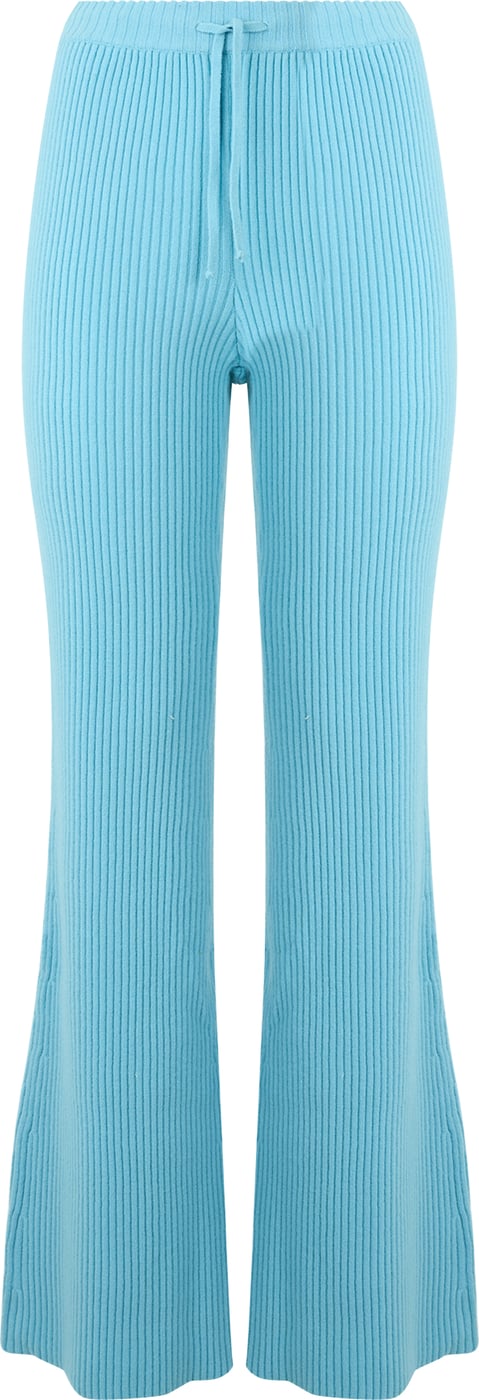Light blue knitted trousers with high waist