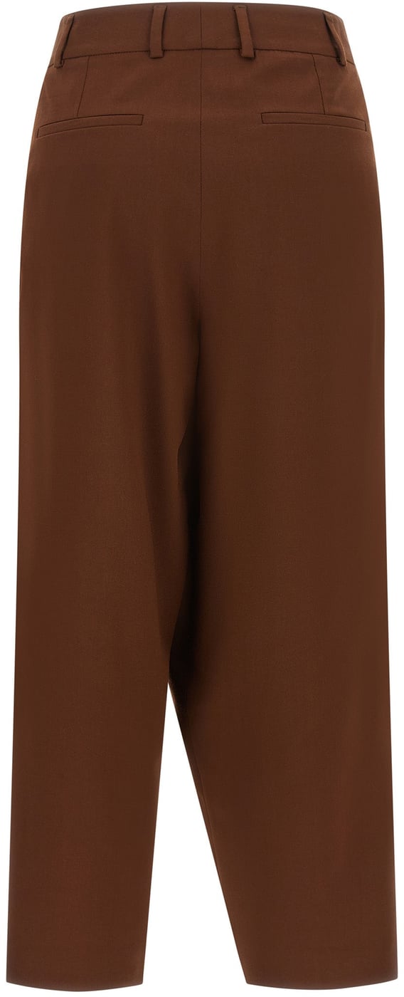 Alberto Biani Brown Wool Cropped Pants