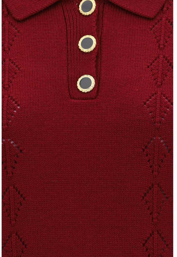 Alessandra Rich Bordeaux Wool Oves Aries Shortsleeve Shirt