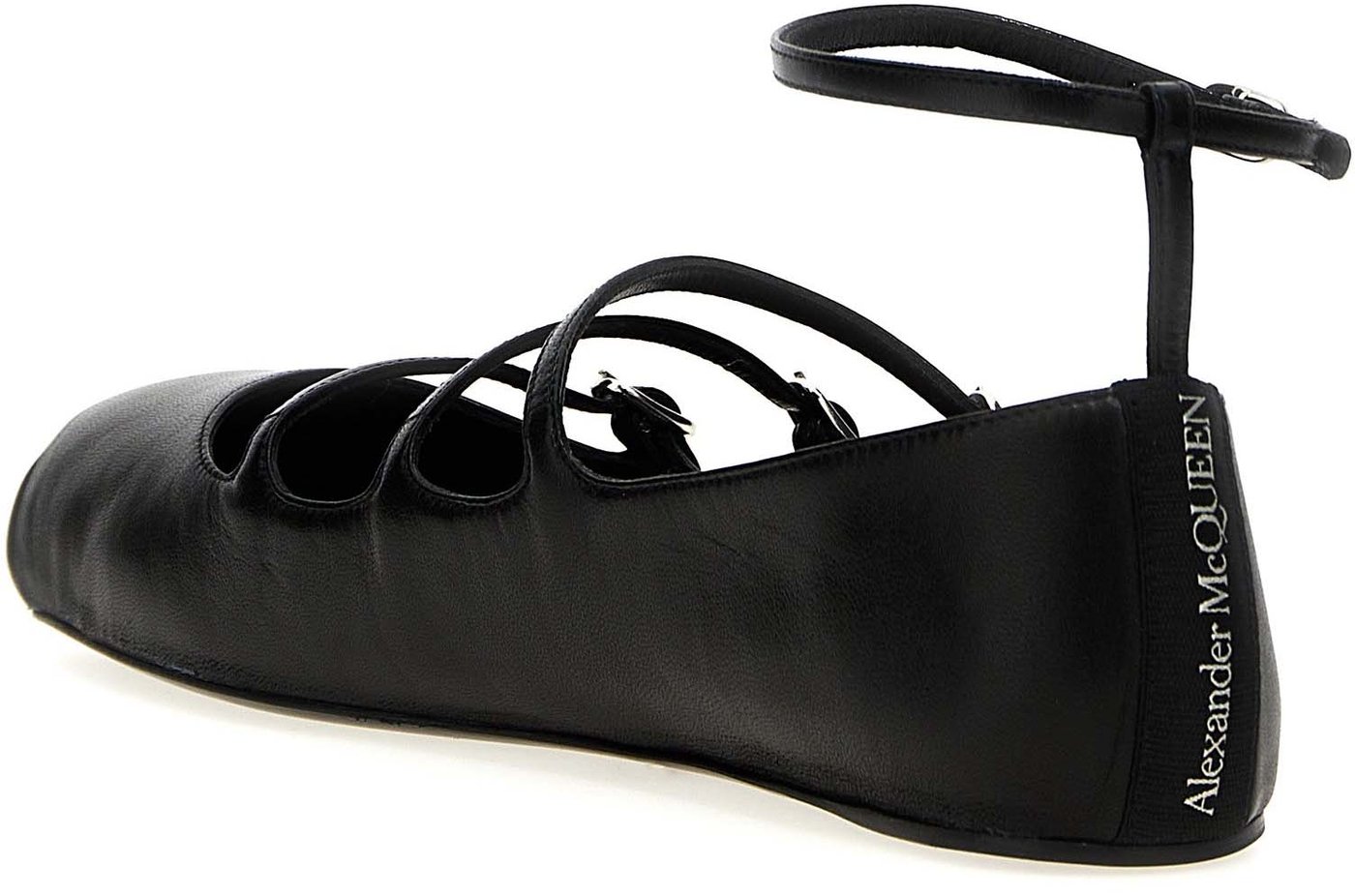 Alexander McQueen Black Calfskin Ballet Flats