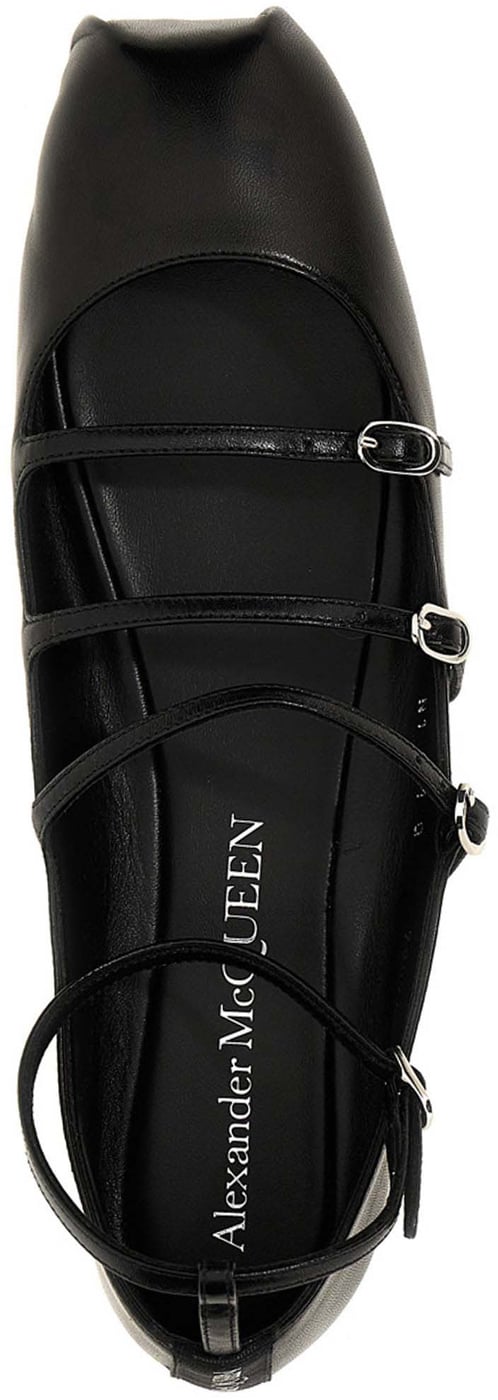 Alexander McQueen Black Calfskin Ballet Flats
