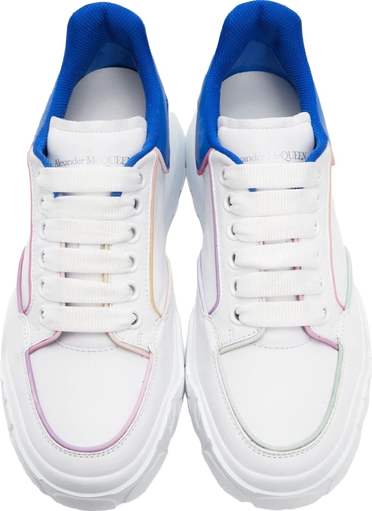 Alexander McQueen Men's Court Sneakers White Blue