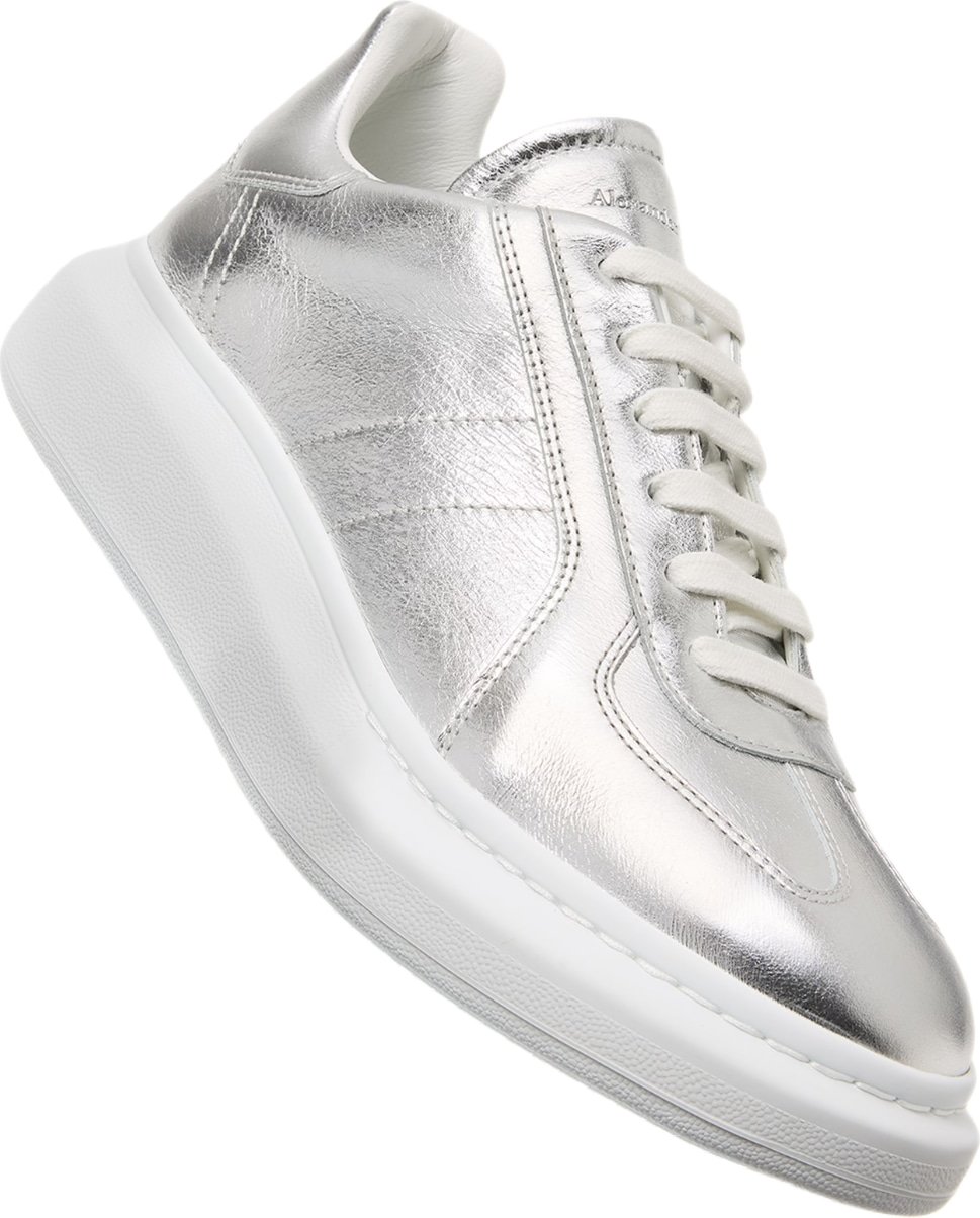 Alexander McQueen Men's Metallic-Trim Low-Top Sneakers White