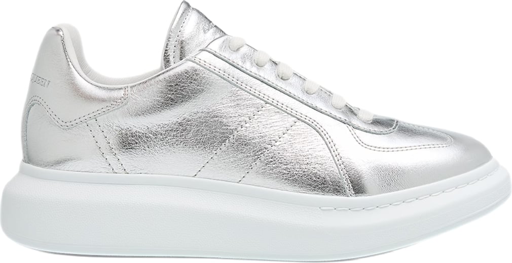 Alexander McQueen Men's Metallic-Trim Low-Top Sneakers White