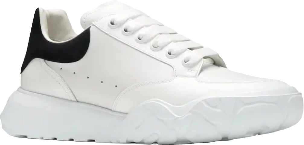 Alexander McQueen Men's Court Trainer Sneakers White Black Suede