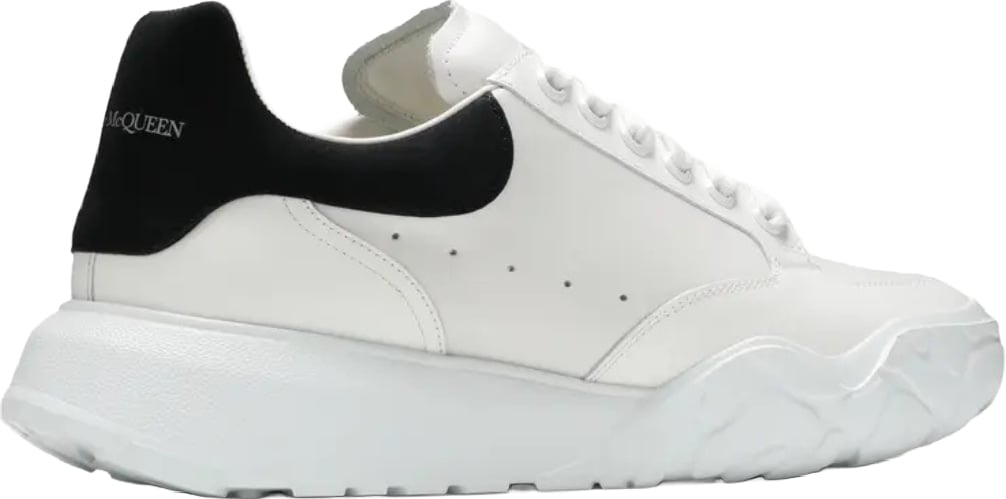 Alexander McQueen Men's Court Trainer Sneakers White Black Suede
