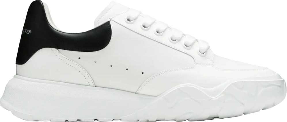 Alexander McQueen Men's Court Leather Sneakers White Black