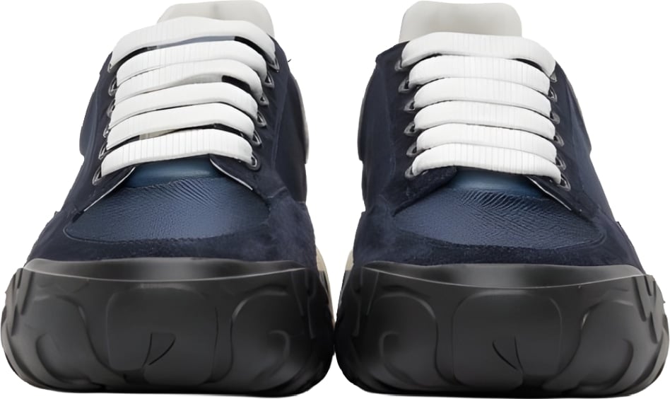 Alexander McQueen Men's Court Trainer Sneakers Navy Silver