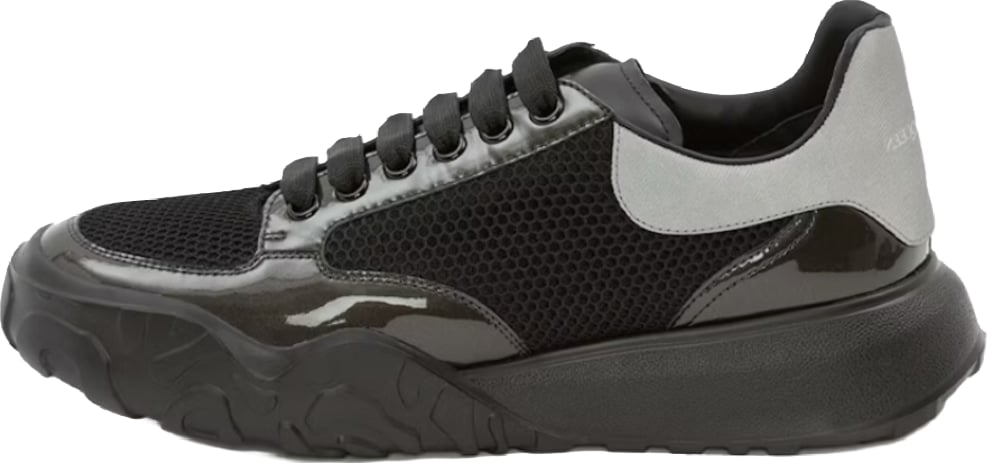 Alexander McQueen Men's Court Trainer Black Nappa Sneakers