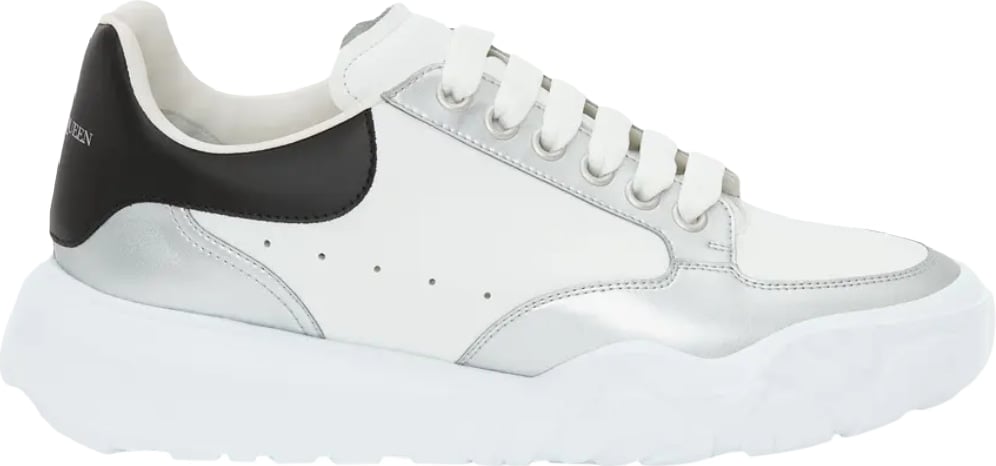 Alexander McQueen Men's Oversized Court Trainer White Black Silver