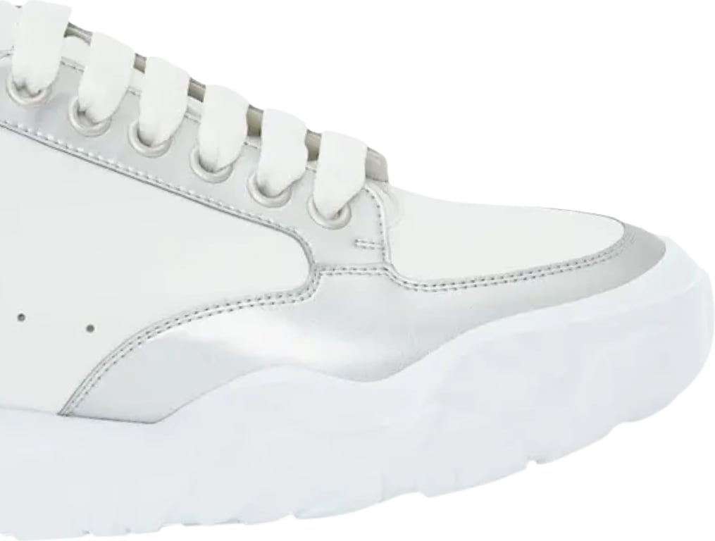 Alexander McQueen Men's Oversized Court Trainer White Black Silver