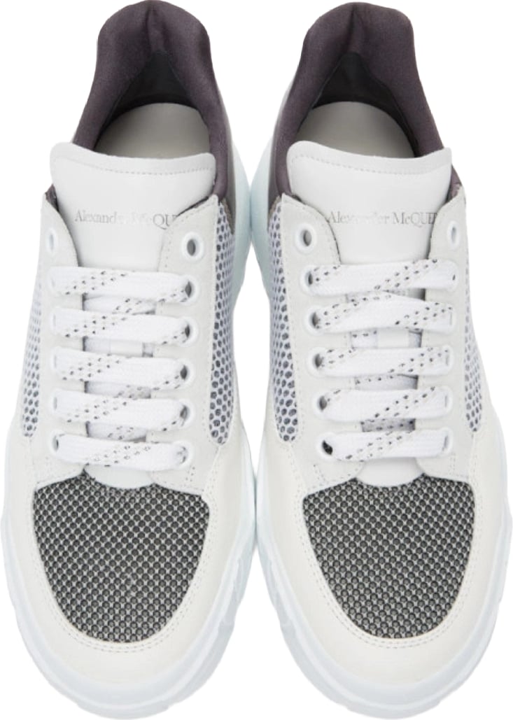 Alexander McQueen Men's Court Trainer Sneakers Off-White Grey