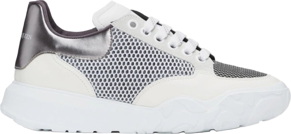 Alexander McQueen Men's Court Trainer Sneakers Off-White Grey