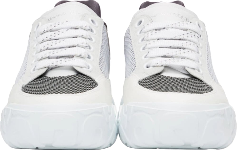 Alexander McQueen Men's Court Trainer Sneakers Off-White Grey