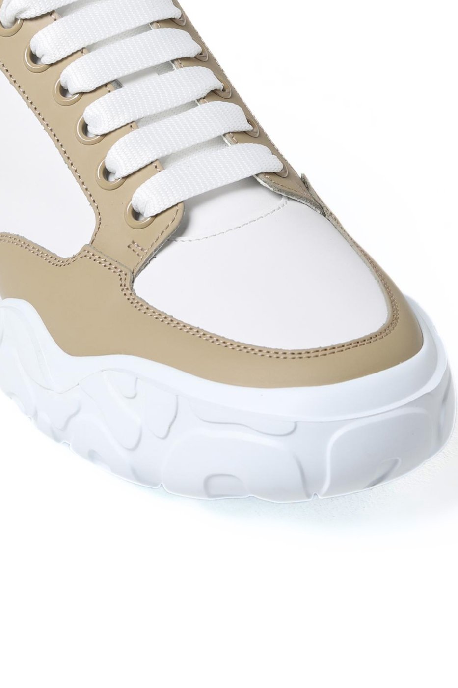 Alexander McQueen Men's Court Trainers White Tan Red Sneakers