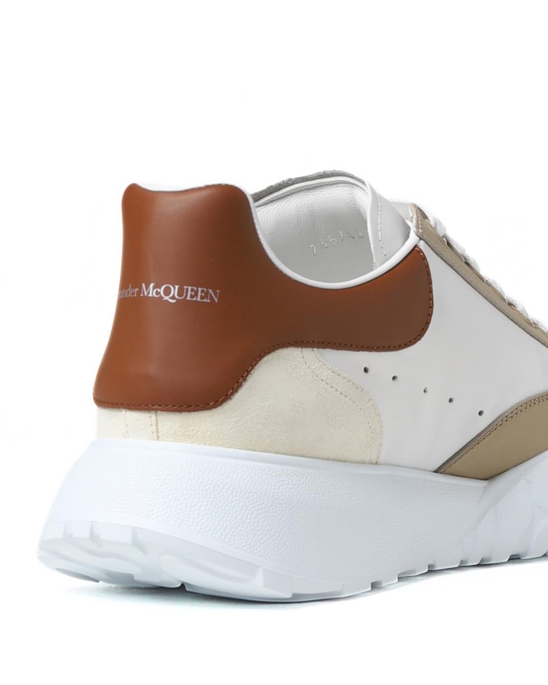 Alexander McQueen Men's Court Trainers White Tan Red Sneakers
