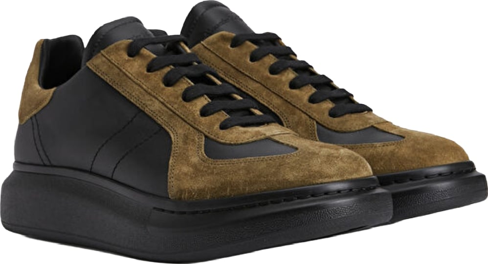 Alexander McQueen Men's Oversized Leather Sneakers Black Brown