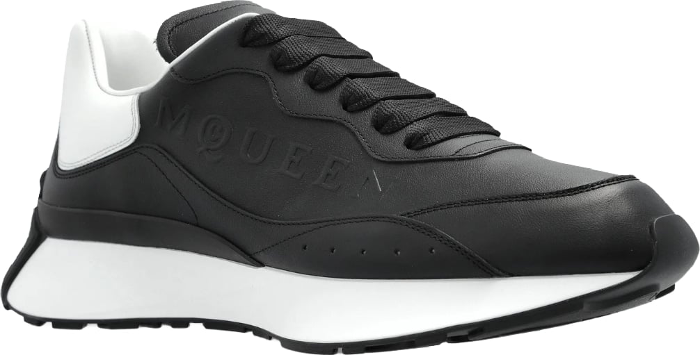 Alexander McQueen Black White leather logo trainers
